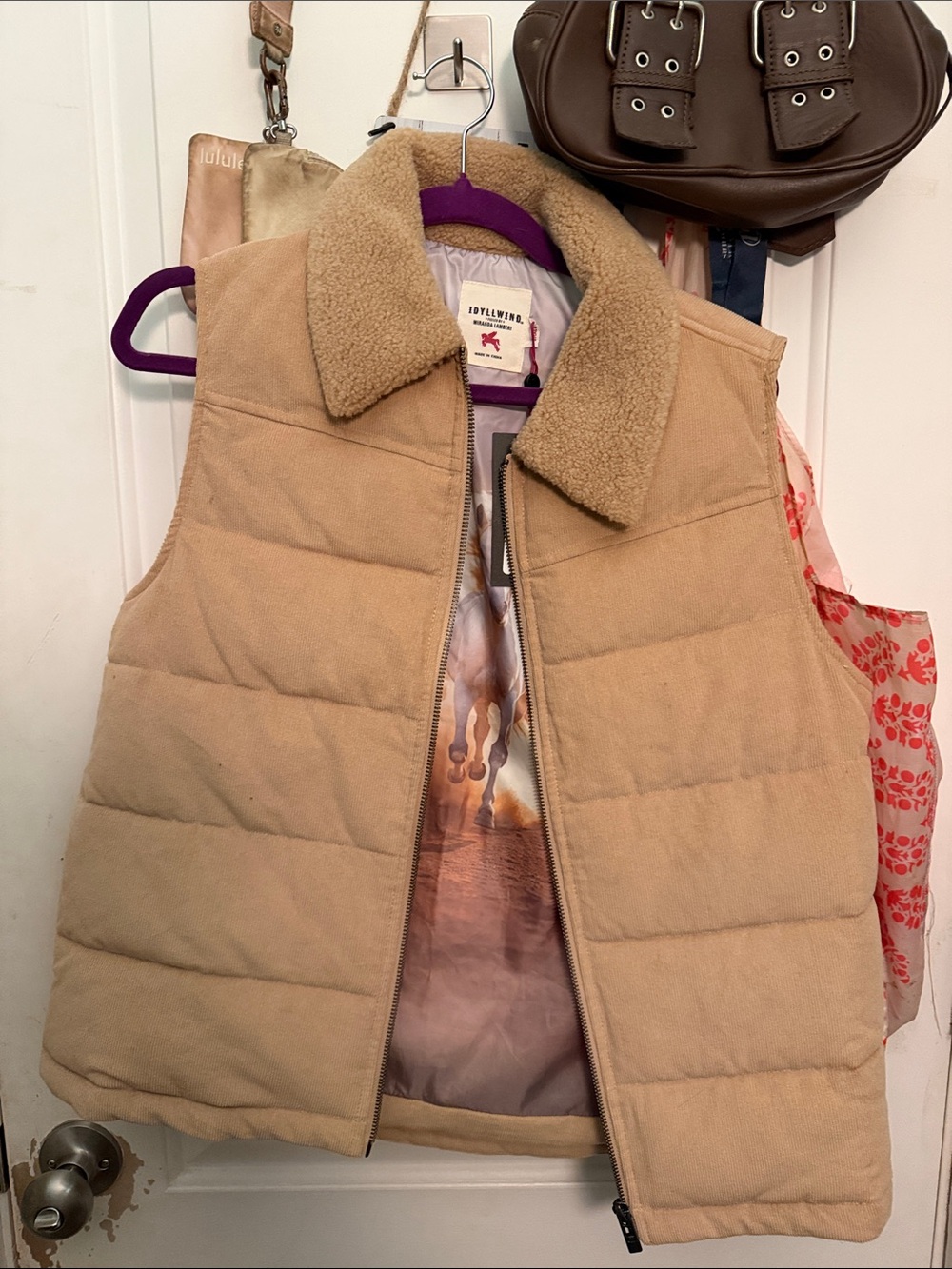 Idyllwind Tan Quilted Sherpa Collar Vest
